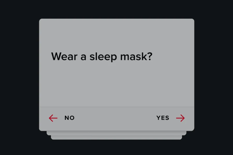 Thẻ câu hỏi Journal trong ứng dụng WHOOP hỏi Wear a sleep mask với hai lựa chọn No và Yes